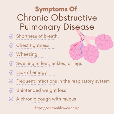 Symptoms of Chronic Obstructive Pulmonary Disease (COPD) Chronic Lung Disease, Chronic Cough, Nurse Study Notes, Nursing School Survival, Chronic Obstructive Pulmonary Disease, Health Guru, Nerve Pain Relief, Pulmonary Disease, Respiratory Infection