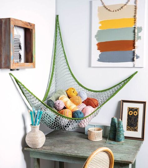 How To Make Yarn Storage Hammock Online | JOANN Crochet Storage Hammock Free Pattern, Crochet Net For Yarn, Storage Hammock Crochet, Stuffed Animal Net Crochet Pattern, Crochet Yarn Hammock Pattern Free, Crochet Hammock For Toys, Crochet Storage Hammock, Crochet Toy Hammock Pattern, Crochet Toy Hammock Pattern Free