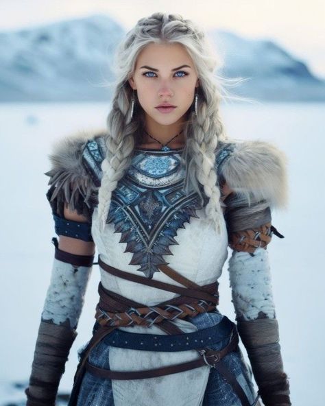 Nordic Female Warrior, Braided Hairstyles Viking, Blonde Warrior, Hairstyles Viking, Female Viking, Vikings Halloween, Viking Queen, Viking Warrior Woman, Viking Cosplay