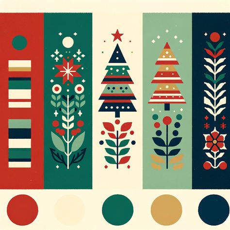 Scandi Christmas Colour Palette, Nordic Christmas Color Palette, Mid Century Christmas Color Palette, Nontraditional Christmas Colors, Vintage Christmas Colors Palette, Christmas Pantone Colour Palettes, Christmas Coloring Palette, Christmas Color Trends 2024, Mid Century Modern Christmas Color Palette