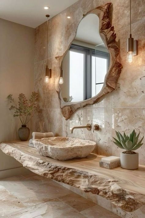 Drømme Bad, Design Interior Baie, Organic Modern Bathroom, Rustic Bathroom Designs, Decor Baie, Bathroom Inspiration Decor, Rustic Bathroom, Dream House Interior, A Mirror