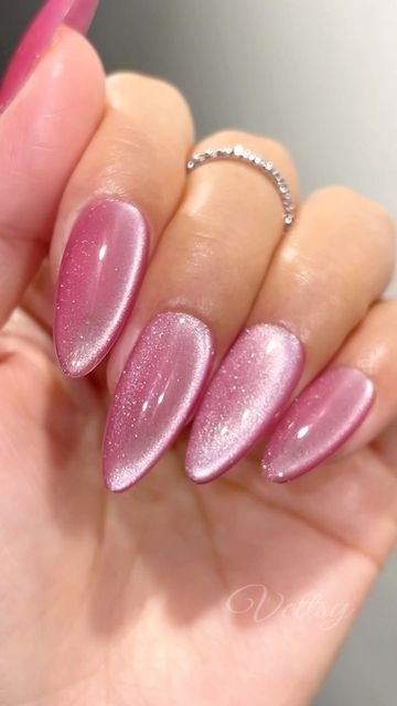 Nails Mothers Day, Pink Cat Eye Nails, Bridal Shower Nails, Pink Cat Eye, Pink Chrome Nails, Jelly Cat, Eye Nails, Nail Prep, Glamorous Nails