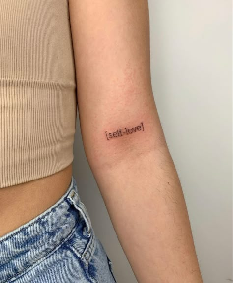 Tattoo Drawings Self Love, Self Love Mini Tattoo, Self Respect Tattoo Symbol, Self Love Inspired Tattoos, Self Love Small Tattoos, Self Love Word Tattoo, Confident Tattoo Ideas, Self Love Tattoo Quote Simple, Love My Self Tattoo