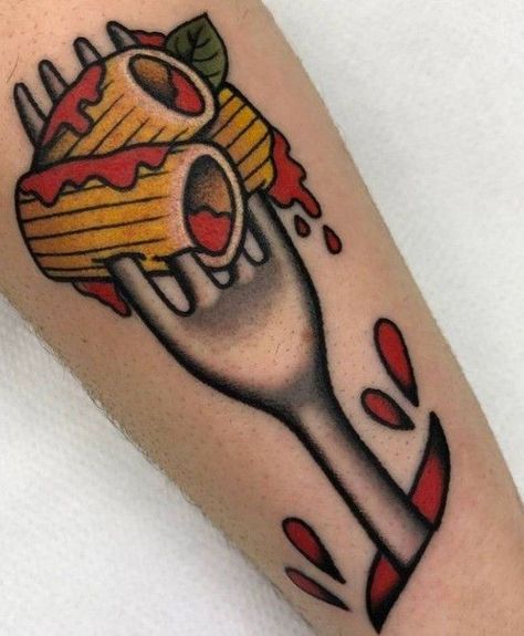 Coffee Tattoo Ideas Traditional, Traditional Funny Tattoo, Neo Traditional Food Tattoo, American Traditional Tattoos Food, Silly American Traditional Tattoos, Silly Traditional Tattoos, American Traditional Tattoos Funny, American Traditional Food Tattoo, Weird American Traditional Tattoo