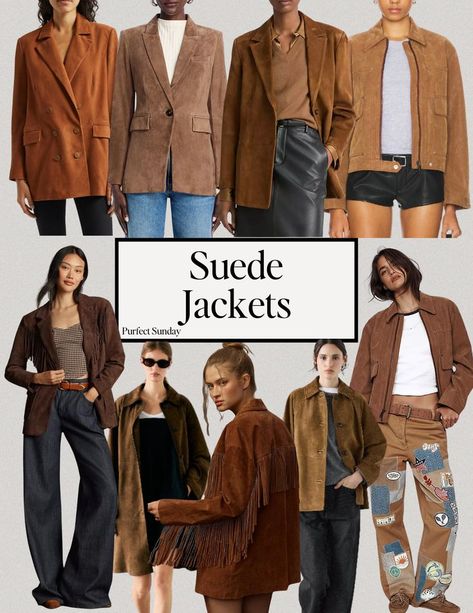 I searched the internet for the seasons best suede jackets so you don't have to! ... Suede jacket outfit, suede blazer, suede trench coat, suede jackets for women, suede jacket outfit 2024, suede jacket street style, suede jacket aesthetic, suede jacket fall 2024, suede jacket 2024, suede jacket outfit fall, suede blazer outfit, suede blazer outfit women, suede blazer women. Suede Jacket Street Style, Camel Suede Jacket Outfits, Suede Jacket Outfit 2024, Beige Suede Jacket Outfit, Suede Blazer Outfit Women, Suede Trench Coat Outfits, Suede Coat Outfit, Tan Suede Jacket Outfit, Suede Shirt Outfit