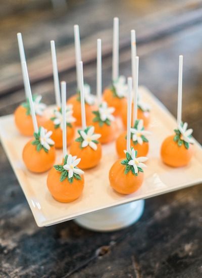 Adorable orange citrus cake pops for citrus themed gender neutral baby shower    #genderneutral #babyshower #genderneutralbabyshower #unisex #baby Cutie On The Way, Citrus Party, Cutie Is On The Way, Citrus Cake, Citrus Baby, Peach Baby Shower, Orange Outfits, Orange Birthday, Bebe Shower