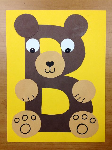 B is for Bear.  Brown bear.  Preschool alphabet craft.  Letter B craft. Alphabet art. Preschool Letter B, B Is For Bear, Letter B Activities, Bears Preschool, Preschool Letter Crafts, Alphabet Crafts Preschool, Abc Crafts, Alphabet Letter Crafts, Letter Craft