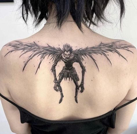 Anime Tattoo Ideas Manga, Ryuk Tattoo, Tato Grunge, Bodysuit Tattoos, Spilled Ink, Vintage Tattoos, Chris Garver, Grunge Tattoo, Knuckle Tattoos