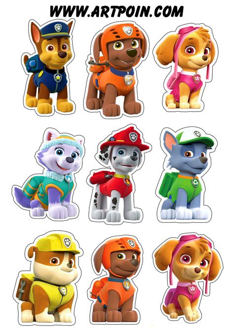 Paw Patrol Pups Images, Paw Patrol Topper, Paw Patrol Images, Paw Patroller, Paw Patrol Cake Topper, Paw Patrol Clipart, Paw Patrol Png, Paw Patrol Figures, Paw Patrol Birthday Decorations