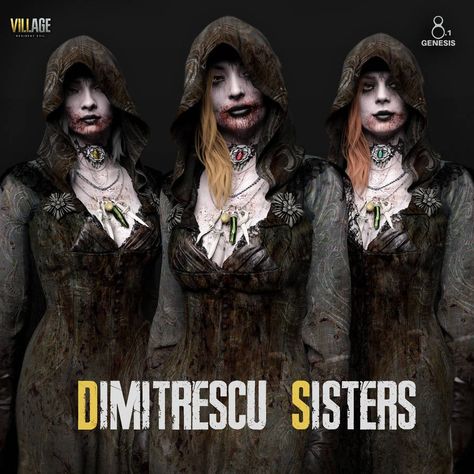 Re Village Sisters, Re8 Sisters, Lady Demetrius Daughters, Resident Evil Lady Dimitrescu Daughters, The Dimitrescu Sisters, Resident Evil Costume Halloween, Resident Evil Daughters, Resident Evil 8 Daughters, Demitresque Sisters