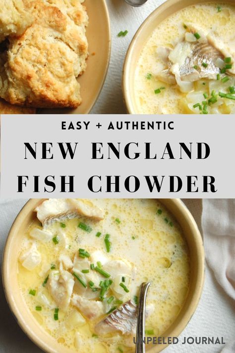 Fish Chowder Recipe New England, Fish Chowder Recipe, Chowder Recipes Seafood, Fish Chowder, Seafood Chowder, Chowder Soup, Chowder Recipe, Coastal Maine, Fish Soup