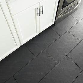 Slate Floor Tile, Dark Tile Floors, Black Slate Floor, Black Bathroom Floor, Black Tile Bathrooms, Slate Floor, Slate Tile Floor, Black Floor Tiles, Laundry Room Flooring