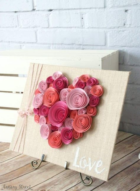 Romantic Crafts, Valentines Craft Ideas, Valentines Day Craft, Valentine Art Projects, Adult Valentines, February Crafts, Easy Valentine Crafts, Valentine Art, Diy Valentine's Day Decorations