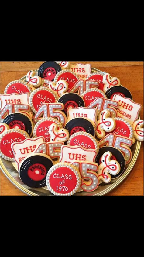 45th Class Reunion (with 45-rpm records) Class Reunion Gifts, 10 Year Class Reunion, High School Reunion Planning, 20 Year Class Reunion, School Reunion Decorations, Class Reunion Favors, High School Reunions, High School Reunion Ideas, School Reunion Ideas