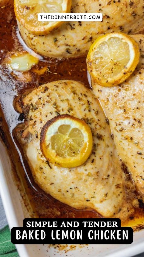 Imagine tender, juicy chicken, perfectly cooked to lock in the natural flavors of lemon. A simple dish, yet so full of flavor, our baked lemon chicken will have you craving more. It's a perfect combination of sweetness and a hint of tang. This lemon chicken recipe is simple, yet the result is a dish that is truly heavenly. Butter Lemon Chicken Recipe, Lemon Chicken In The Oven, Lemon Chicken Breast Recipe, Easy Lemon Chicken Recipe Baked, Baked Lemon Butter Chicken, Baked Chicken Recipes Lemon, Chicken Lemon Recipes, Oven Lemon Chicken, Lemon Chicken Recipe Baked