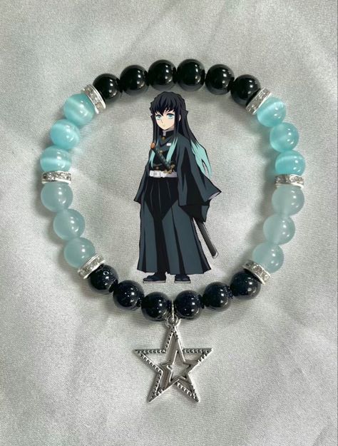 Inosuke Bracelet, Demon Slayer Bracelet Ideas, Kny Bracelets, Demon Slayer Accessories, Character Bracelets, Diy Kandi Bracelets, Diy Kandi, Anime Jewelry, Kandi Bracelets