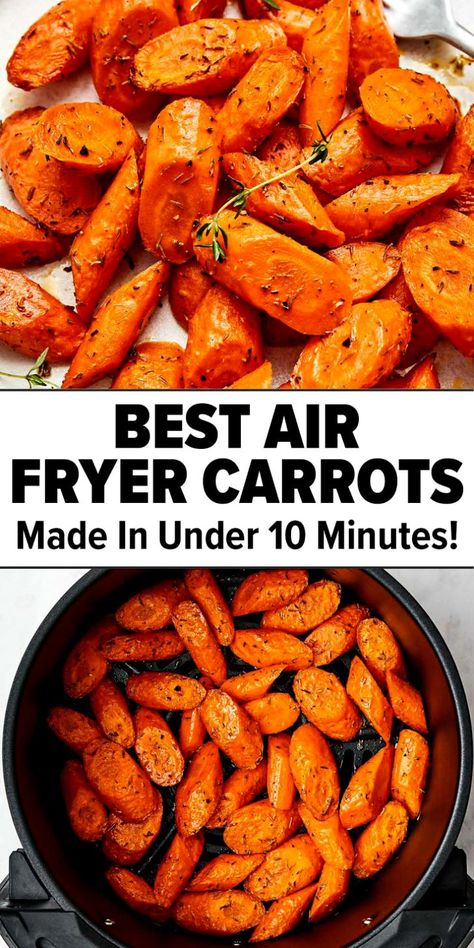 These air fryer carrots are the best vegetable side dish and air fryer recipe that's seasoned just right, crisp, tender, and cooked in under 10 minutes! Air Fryer Roasted Carrots, Carrot Recipe, Wallpaper Food, Roasted Carrot, Air Fryer Oven Recipes, Air Fry Recipes, Airfryer Recipes, Air Fryer Dinner, Air Fryer Oven