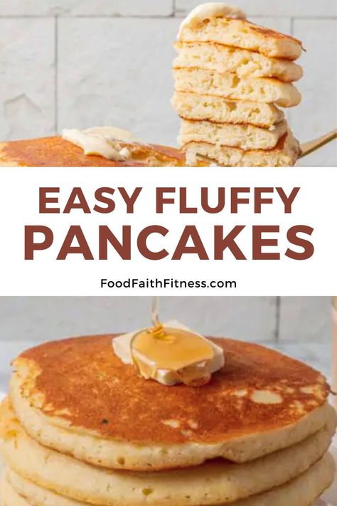 This easy fluffy pancake recipe is made with simple ingredients and cooked until golden brown. Easy Quick Pancake Recipe, Easy Pancake Recipe No Butter, Simple Pancake Recipe 3 Ingredients, Simple Pancake Recipe, Easy Fast Pancake Recipe, Simple Fluffy Pancake Recipe, Pancake Recipe Easy Fluffy, Weekend Breakfast Recipes, Fluffy Pancake Recipe