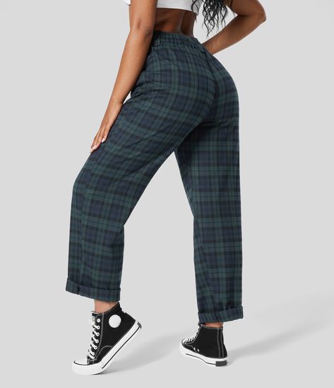 Green plaid pants outfit