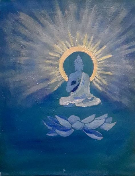 Buddha Painting Aesthetic, Blue Buddha Wallpaper, Spiritual Art Blue, Buddha Aesthetic Art, Budhism Images Aesthetic, Bhuddist Art, Buhda Art, Lord Buddha Paintings, Buda Painting