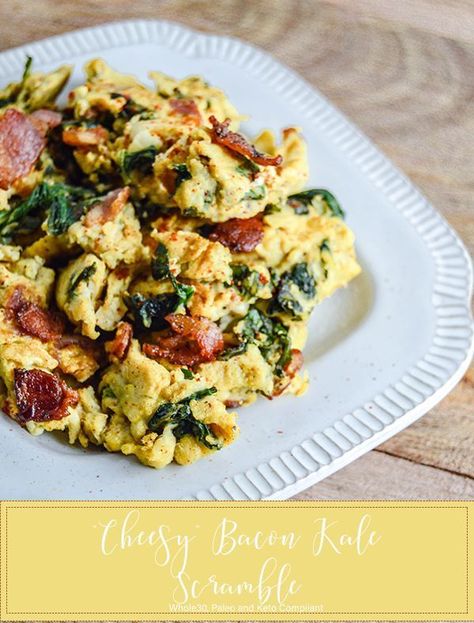 Bacon, Eggs, and Kale mixed with Nutritional Yeast, easy and delicious. Nothing is better than "Cheesy" eggs that don't actually contain cheese. #Eggs #Bacon #Kale #Scramble #DairyFreeCheesyEggs #Whole30 #Whole30recipes #keto #paleo #paleodiet #GlutenFre Using Nutritional Yeast, Eggs And Kale, Bacon Kale, Lentil Nutrition Facts, Broccoli Nutrition, Nutritional Yeast Recipes, Scitec Nutrition, Cheesy Eggs, Bacon Eggs