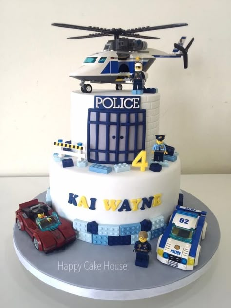 Police Themed Birthday Cake, Police Lego Cake, Police Birthday Party Cake, Lego Police Birthday Cake, Police Car Cakes For Boys, Police Cake Ideas Birthday, Police Cake Design, Police Themed Cake, Police Birthday Party Ideas