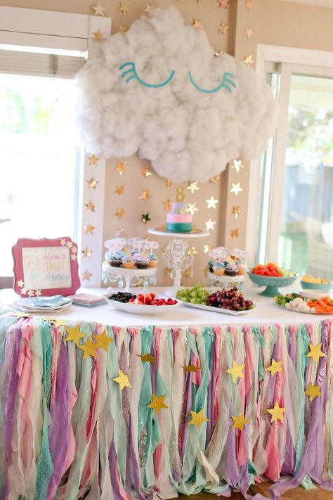 Cloud Dessert, Cloud 9 Birthday, Star Backdrop, Backdrop Table, Sleepover Fun, Cloud Party, Dessert Table Backdrop, Table Backdrop, Girls Birthday Party Decorations