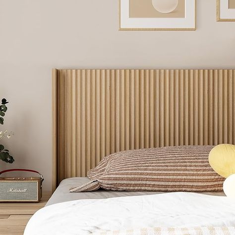 Amazon.com - JINDOLI Wood King Headboard Only Bed Headboard Wall Mounted Rustic and Mid Century Modern Farmhouse Unique Boho Bedroom Furniture,Natural Oak,Fluted Panels,Easy Assembly Bed Headboard Wall, Unique Bedroom Furniture, Oak Headboard, Wall Mounted Headboards, Boho Headboard, Mid Century Modern Farmhouse, Simple Headboard, Boho Bedroom Furniture, Headboard Queen