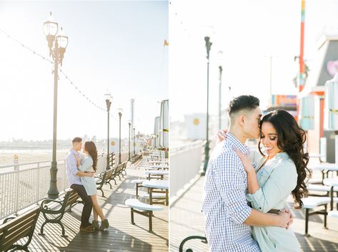 Santa Cruz Beach Boardwalk Engagement Session: Linda + Tommy Boardwalk Engagement Photos, Selfie Photoshoot Ideas, Boardwalk Photoshoot, Black And White Photo Shoot, White Photo Shoot, Advanced Selfie, Resort Pictures, Selfie Photoshoot, Santa Cruz Boardwalk