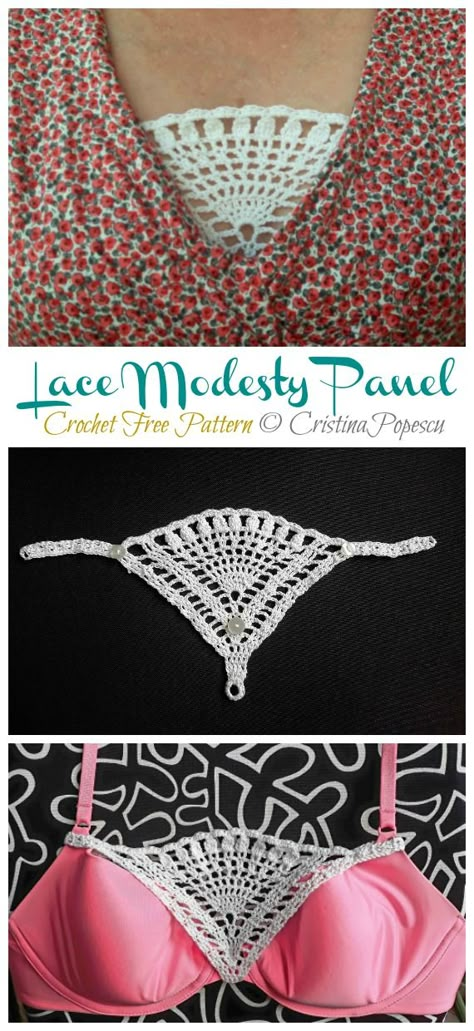 Women Lace Modesty Panel Crochet Free Pattern - Crochet & Knitting Crochet Modesty Panel, Crochet Accessories Patterns, Crochet Lace Patterns, Crochet Collar Pattern, Wire Crochet Jewelry, Crochet Stitches Guide, Modesty Panel, Crochet Lace Pattern, Wire Crochet