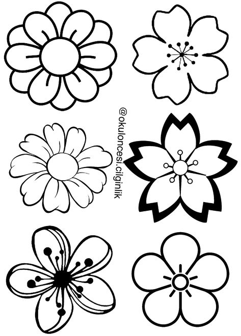 Trin For Trin Tegning, Flower Rocks, Flower Stencils, Balloon Tree, Pola Sulam, Flower Template, Flower Doodles, Leaf Flowers, Felt Flowers