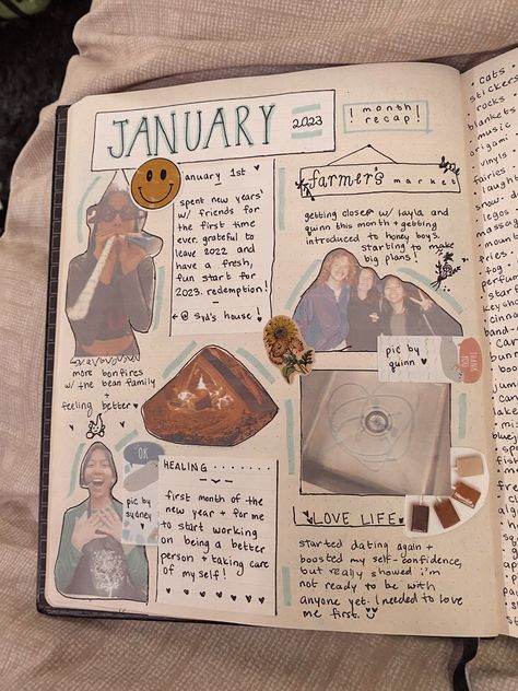 recap of my january 2023 monthly recap/january/2023/journal page/inspiration/collage/pictures/notebook/hobby/crafty Months Scrapbook Ideas, Diary Monthly Ideas, Picture Notebook Ideas, Friendship Journal Ideas Pictures, Monthly Recap Journal Page, January Recap Bullet Journal, Best Friend Notebook Page Ideas, Diary Collage Ideas, Scrapbook Month Page