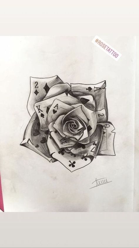 Retro-Inspired Tattoo Sketches Tattoo Ideas Ace Of Spades, Rose Made Of Cards Tattoo, 8 Seconds Tattoos, Traditional Tattoo Art Leg Sleeve, Cute Western Best Friend Tattoos, Rose With Pearls Tattoo, Rose Hand Tattoo Stencil, Card Rose Tattoo, Tattoo Portfolio Apprentice Ideas