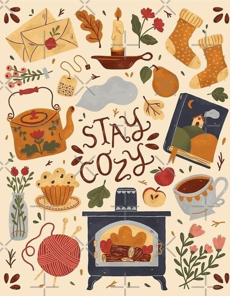 Autumn Phone Wallpaper, Thanksgiving Wallpaper, Winter Cottage, Cute Fall Wallpaper, Autumn Illustration, Stickers Kawaii, Cute Patterns Wallpaper, Autumn Cozy, Autumn Art