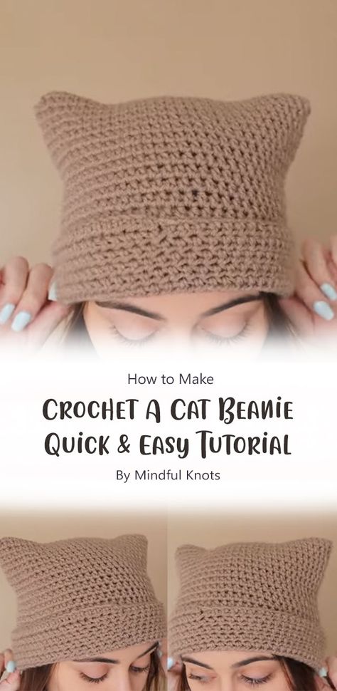 The “Crochet A Cat Beanie” tutorial by Mindful Knots is a beginner-friendly crochet project that guides you through creating an adorable cat-themed beanie. Whether you’re new to crochet or looking for a quick and charming project, this tutorial has you covered. Kitty Ear Beanie Crochet, Free Crochet Cat Ear Hat Patterns, Crochet Hat Cat Ears Pattern, Crochet Hat With Cat Ears Free Pattern, How To Crochet A Cat Ear Beanie, Crochet Hat Ideas Free Pattern, Crochet Hat Easy Pattern, Cat Ears Beanie Crochet Pattern, Kitten Hat Crochet