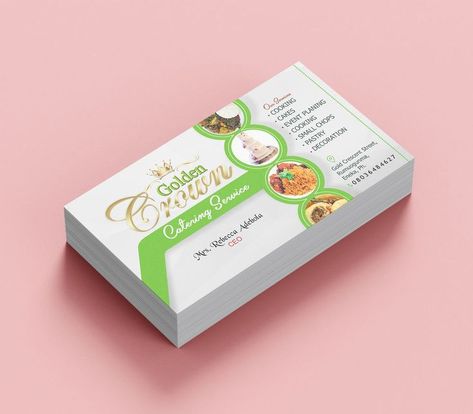 Catering Visiting Cards Design, Travel Brochure Design, Cake Business Cards, Catering Business Cards, Food Business Card, Clever Logo Design, Restaurant Business Cards, Digital Advertising Design, Branding Portfolio