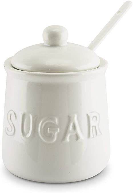 White Canisters For Kitchen, Comfy Waiting Room, White Canisters, Amazon Wish List, Sugar Container, Sugar Pot, Coffee Jars, Serveware Entertaining, Sugar Jar