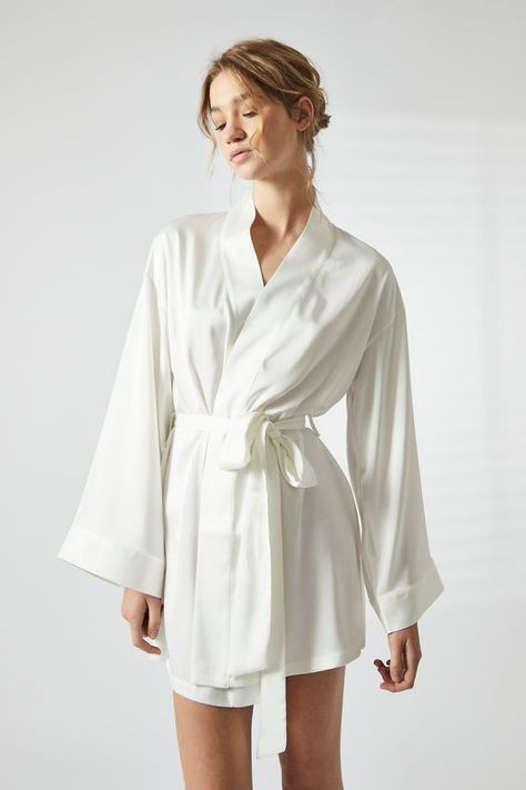 Silk Dressing Gown Aesthetic, White Dressing Gown, Dressing Gown Aesthetic, Slacks Aesthetic, Harlow James, White Silk Robe, Satin Bridesmaids Gowns, Gown Aesthetic, Slippers Outfit