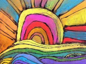 Glue And Chalk Pastel Art Lessons, Ted Harrison, Sun Symbols, Weather Art, Chalk Pastel Art, Line Art Flowers, 3rd Grade Art, Chalk Pastel, Art Class Ideas