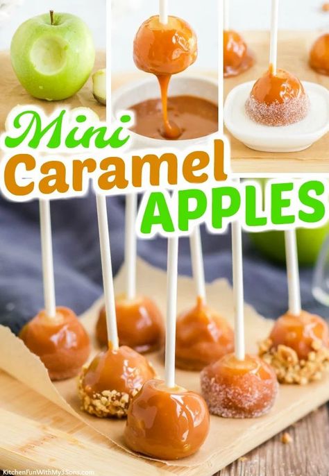 Mini Carmel Apples, Home Decor Recycled, Mini Caramel Apples, Apple Bite, Pie Ice Cream, Chips Ahoy, Thanksgiving Food Desserts, Party Appetizers Easy, Party Appetizer