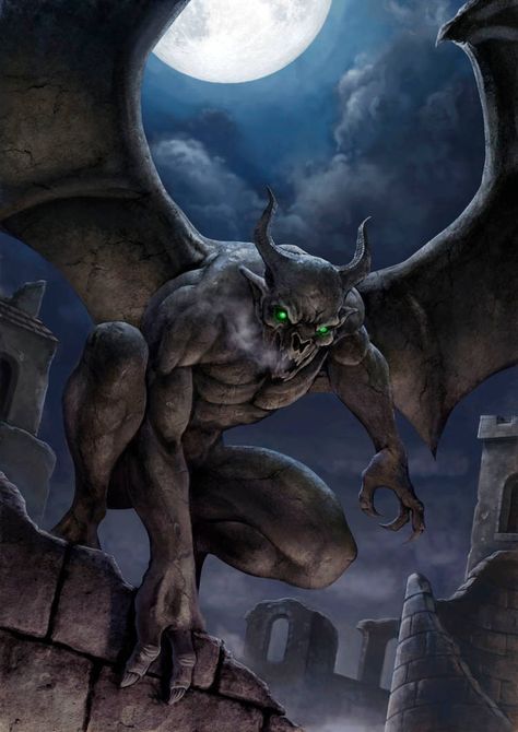 Gargoyles Characters, Gargoyles Art, Ange Demon, Vampires And Werewolves, 다크 판타지, Monster Concept Art, Fantasy Races, Fantasy Monster, Mythical Creatures Art