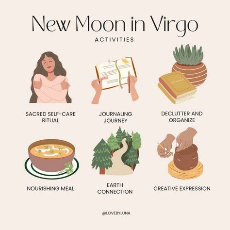 The upcoming New Moon in Virgo, set to occur on 9/14, symbolizes the start of a new growth cycle. It presents us with an opportunity to establish intentions that harmonize with the Virgo energy. This moment invites us to acknowledge our path of self-discovery, nurture our physical and emotional well-being, and refine the canvas of our lives with heartfelt intentions 💖⁠ New Moon Virgo, Virgo New Moon, New Moon Manifestation, Virgo Stuff, Virgo Szn, New Moon In Virgo, Virgo September, Goddess Circle, Pluto In Aquarius