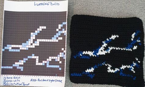 Star Wars Blanket, Pixel Grid, Lightning Bolts, Super Saver, Crochet Chart, Lightning Bolt, Granny Squares, Black White Red, Red Heart