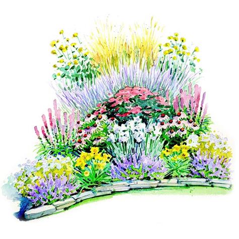 Add this easy-growing collection of beautiful perennial flowers to your yard for big summer bang. Fast Growing Flowers, Small Garden Plans, Perennial Garden Plans, Naturalistic Garden, Flower Garden Plans, Annual Garden, Garden Plan, Sun Garden, Corner Garden