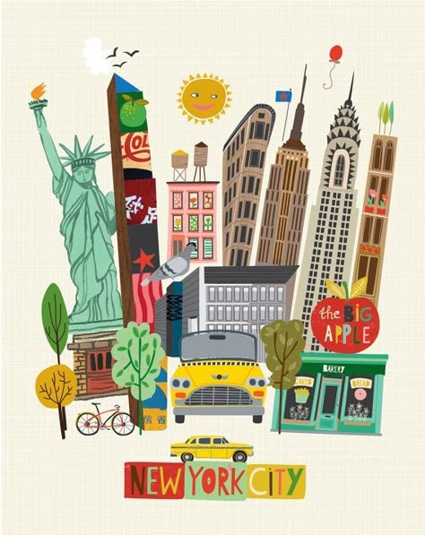 New York Drawing, New York Illustration, Travel Vector, New York Theme, New York Graffiti, New York City Map, Free Icon Set, New York Poster, Nyc Art