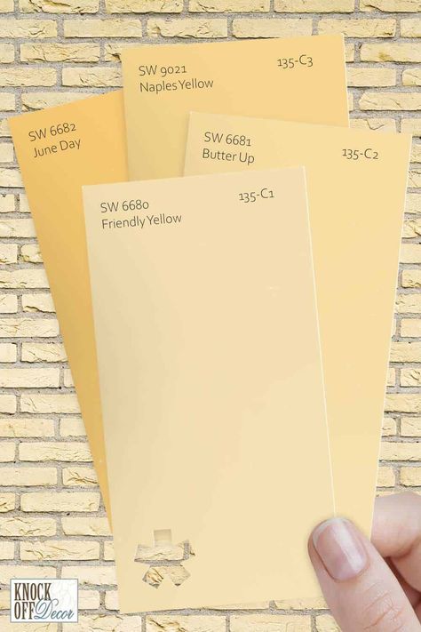 Peachy Yellow Paint, Country Yellow Paint Colors, Buttercup Paint Color, Dusty Yellow Paint, Creamy Yellow Walls, Tuscan Yellow Paint Colors, Sherwin Williams Soft Yellow Paint Colors, Sherman Williams Yellow Paint Colors, Sherwin Williams Yellow Bedroom