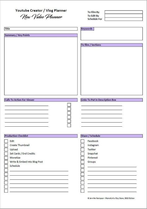 Vlog  Youtube Creator Content Planner, Printable planner, Vlog Organizer, Vlogging Planner, daily planner printable Digital Download only Free Budget Planner, Social Media Planner Printable, Planner Youtube, Youtube Creator, Free Planner Templates, Start Youtube Channel, Social Media Content Planner, Instagram Planner, Youtube Business