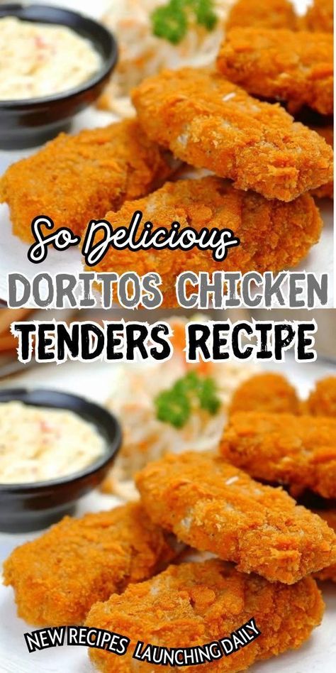 These Doritos chicken tenders are a heavenly combination of crunchy, savory, and utterly delicious. The recipe is quite simple, requiring just a few ingredients and minimal prep time. First, cut up your chicken into tender-sized pieces. Then, dip each piece into a mixture of beaten eggs and spices. Doritos Chicken Tenders, Dorito Chicken Tenders, Doritos Chicken, Chicken Sausage Recipes, Dorito Chicken, Chicken Tender, Easy Chicken Dinner Recipes, Chicken Tender Recipes, Juicy Chicken