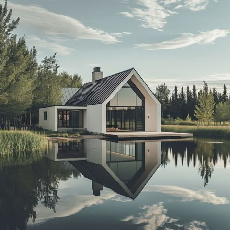 Modern Scandinavian House, Scandinavian Exterior, Scandinavian House Design, Scandinavian Modern House, Norway House, Nordic Architecture, Lake Houses Exterior, Danish Architecture, Nordic House