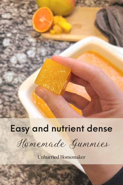 These gummies are so easy and only four ingredients. They are nourishing, gut healthy, and even good for your hair! Honey Gummies, Gut Healthy Gummies, Easy Healthy Gummies, Orange Creamsicle Gummies, Natural Gummies Recipe, Gut Healing Gummies, Gut Gummies, Gelatin Gummy Recipes, Orange Gummies